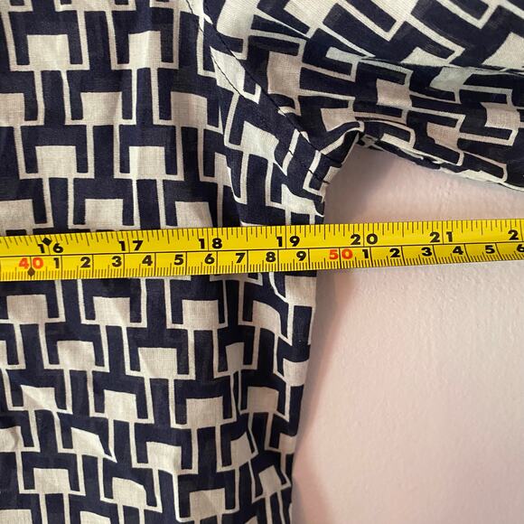 Nili Lotan Navy Blue White Allover Kate Print Button Down Shirt 100 Cotton Small - Picture 8 of 10